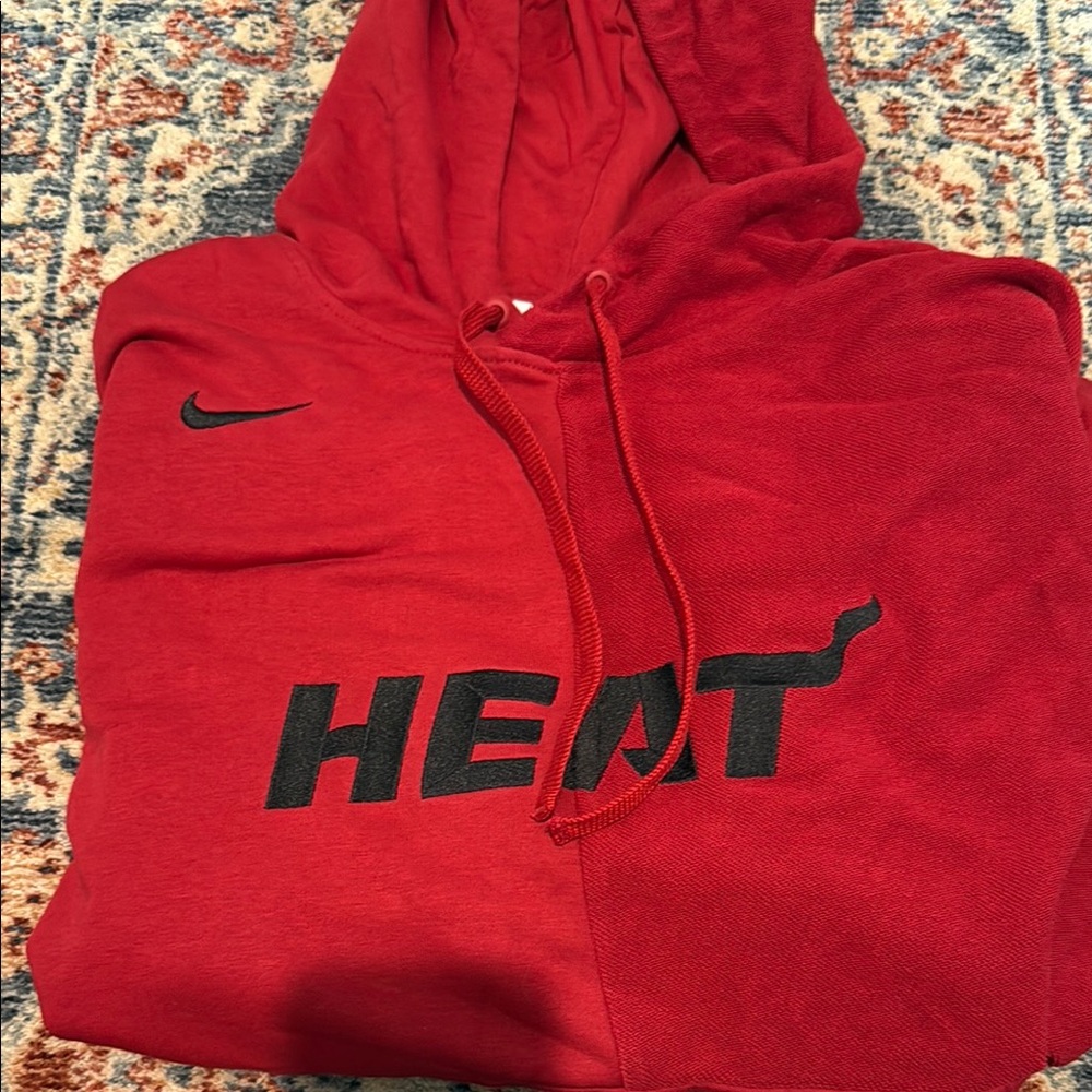 Nike Red Hoodie with Black 'Heat' Logo